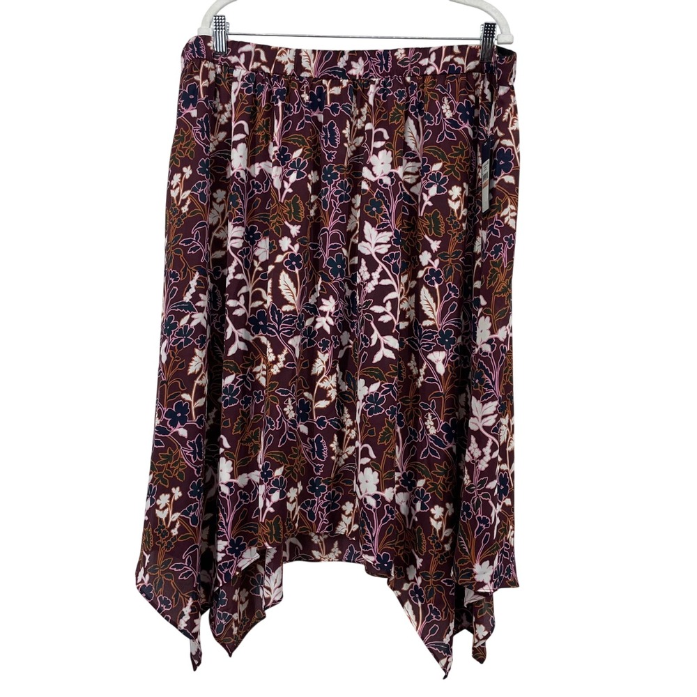Rachel Rachel Roy Size 2X Skirt Floral Handkerchief Hem Midi Elastic Waist